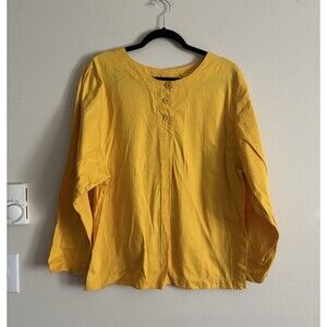 Vintage Gene Ewing Bis Bis Womens SMALL‎ Top Yellow Cotton Denim Lagenlook